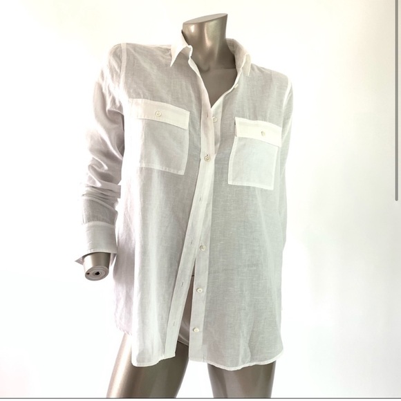 Jcrew Linen Boyfriend Button Up Shirt - GUC size 6 - Picture 2 of 6